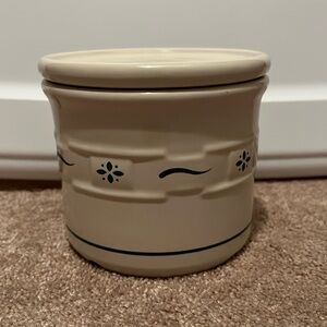 Longaberger pottery candle holder with lid / bottom coaster